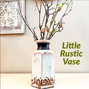 Pretty Little Ivory Rustic Pottery Vase Accessory Decor Vintage Style Farmhouse